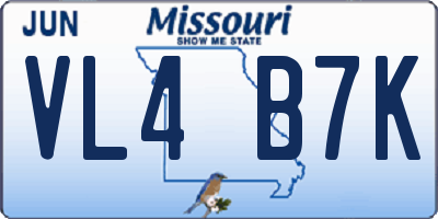 MO license plate VL4B7K