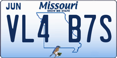 MO license plate VL4B7S