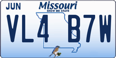 MO license plate VL4B7W