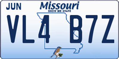 MO license plate VL4B7Z