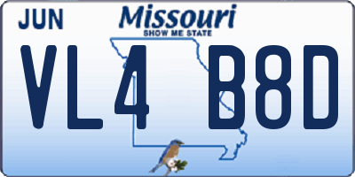MO license plate VL4B8D