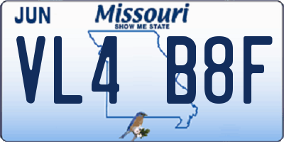 MO license plate VL4B8F