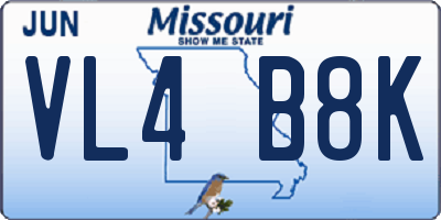 MO license plate VL4B8K