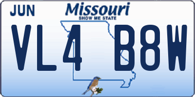 MO license plate VL4B8W