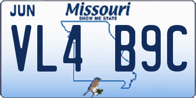 MO license plate VL4B9C