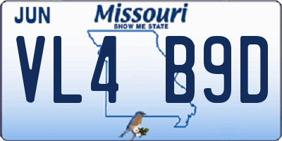 MO license plate VL4B9D