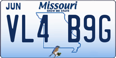 MO license plate VL4B9G