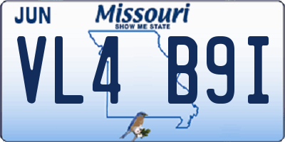 MO license plate VL4B9I