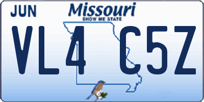 MO license plate VL4C5Z