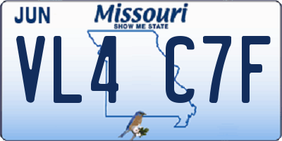 MO license plate VL4C7F