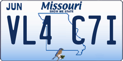 MO license plate VL4C7I