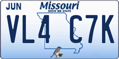 MO license plate VL4C7K