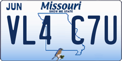 MO license plate VL4C7U