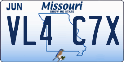 MO license plate VL4C7X
