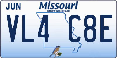 MO license plate VL4C8E