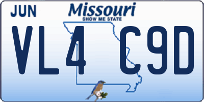 MO license plate VL4C9D