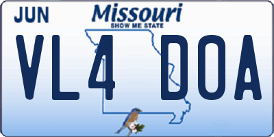 MO license plate VL4D0A
