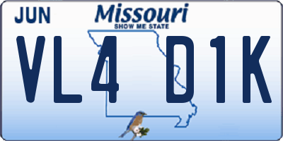 MO license plate VL4D1K