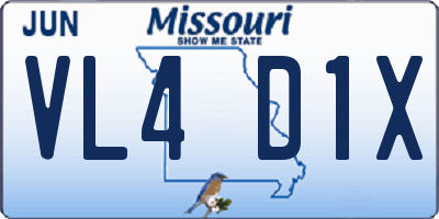 MO license plate VL4D1X