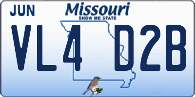MO license plate VL4D2B