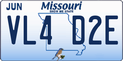 MO license plate VL4D2E