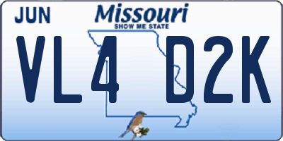 MO license plate VL4D2K