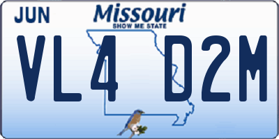 MO license plate VL4D2M