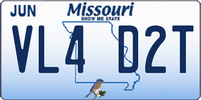 MO license plate VL4D2T