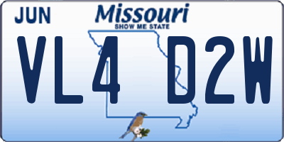 MO license plate VL4D2W