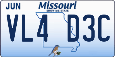 MO license plate VL4D3C