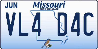 MO license plate VL4D4C