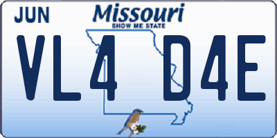 MO license plate VL4D4E