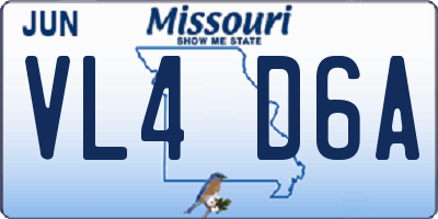 MO license plate VL4D6A