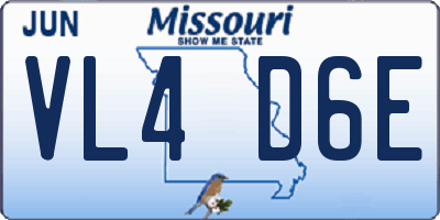 MO license plate VL4D6E
