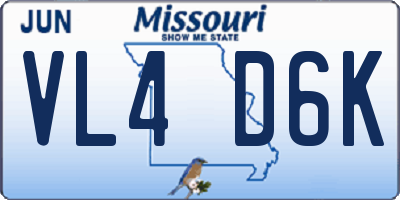 MO license plate VL4D6K