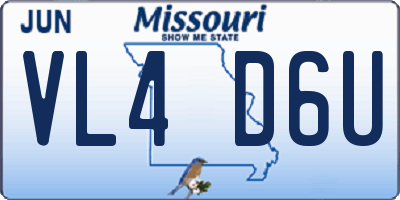 MO license plate VL4D6U