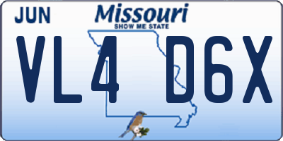 MO license plate VL4D6X