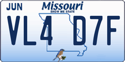 MO license plate VL4D7F
