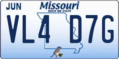 MO license plate VL4D7G