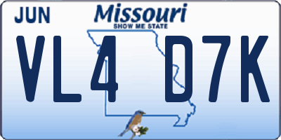 MO license plate VL4D7K