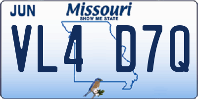 MO license plate VL4D7Q