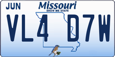 MO license plate VL4D7W