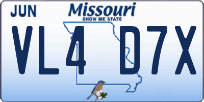 MO license plate VL4D7X