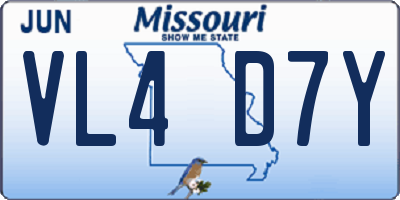 MO license plate VL4D7Y