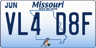 MO license plate VL4D8F