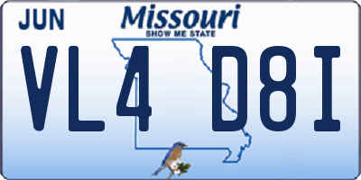 MO license plate VL4D8I