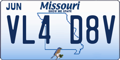 MO license plate VL4D8V