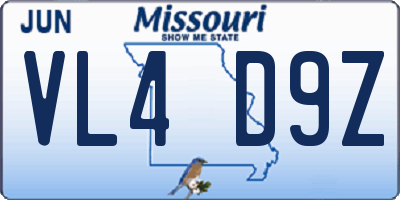 MO license plate VL4D9Z