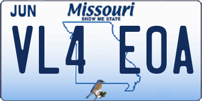 MO license plate VL4E0A