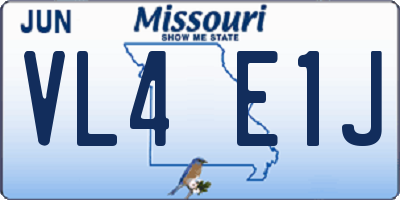MO license plate VL4E1J